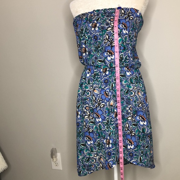 Express Strapless Asymmetrical Floral Dress Size Small - Picture 7 of 9